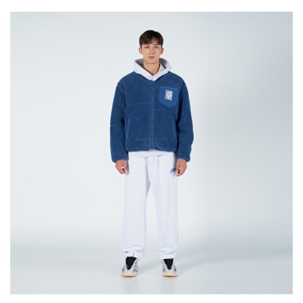 ADLV Collarless Fleece Jacket Indigo